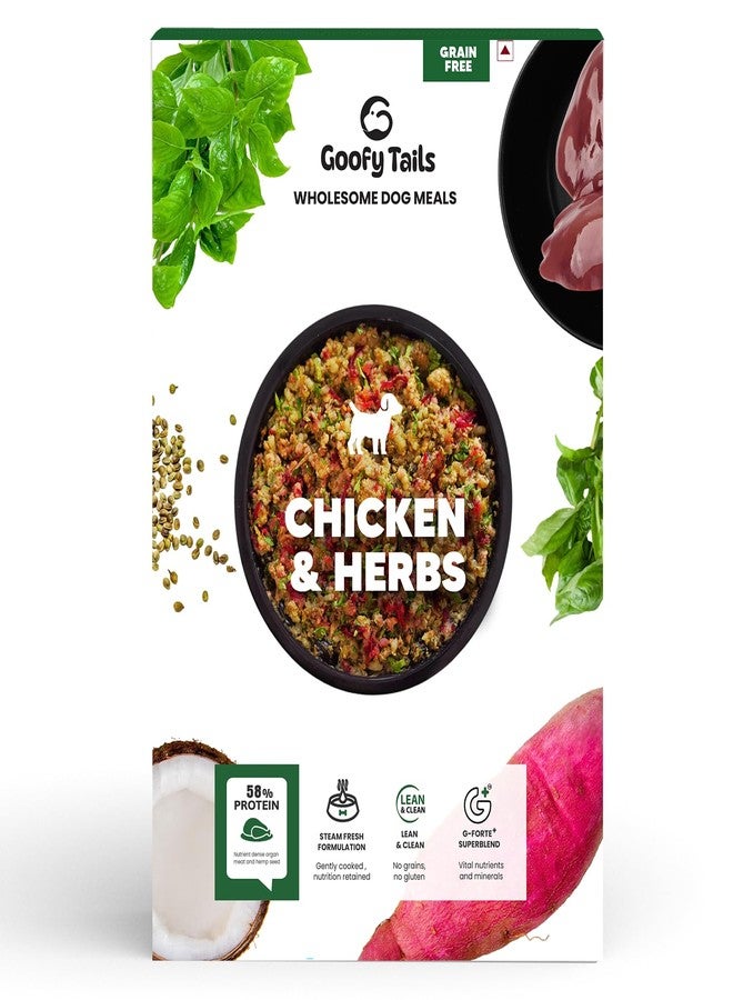 Goofy Tails Chicken & Herbs Wet Dog Food 1.5kg (100g x 15 Pack) Wholesome, Human Grade, Preservative Free, Grain & Gluten Free, Taste Booster & Food Topper - Image 1